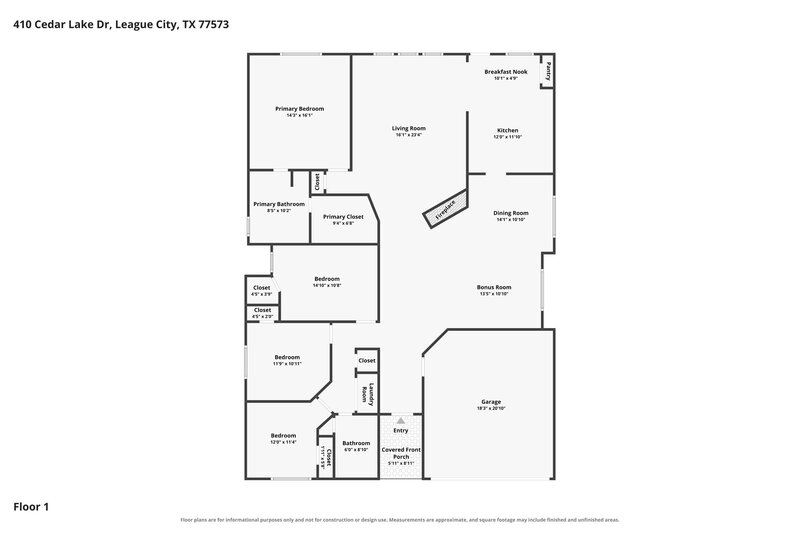 2,305/Mo, 410 Cedar Lake Dr League City, TX 77573 Floor Plan View