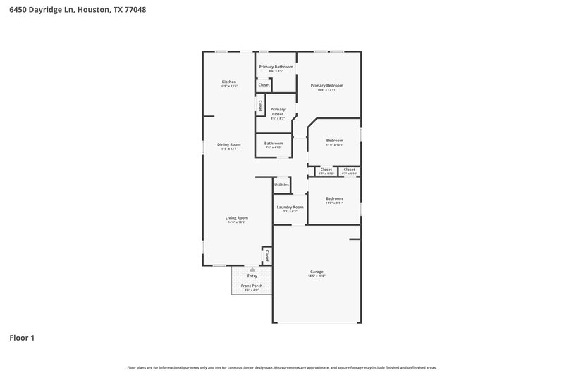 1,910/Mo, 6450 Dayridge Ln Houston, TX 77048 Floor Plan View
