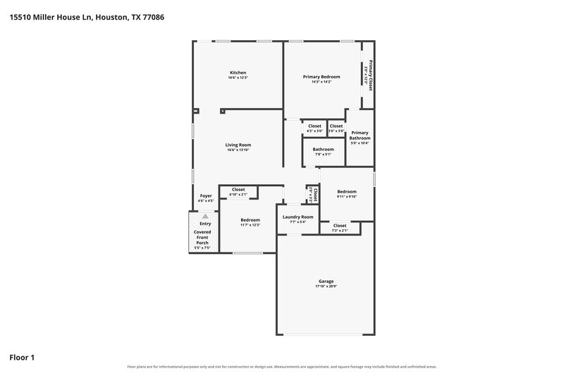 1,755/Mo, 15510 Miller House Ln Houston, TX 77086 Floor Plan View