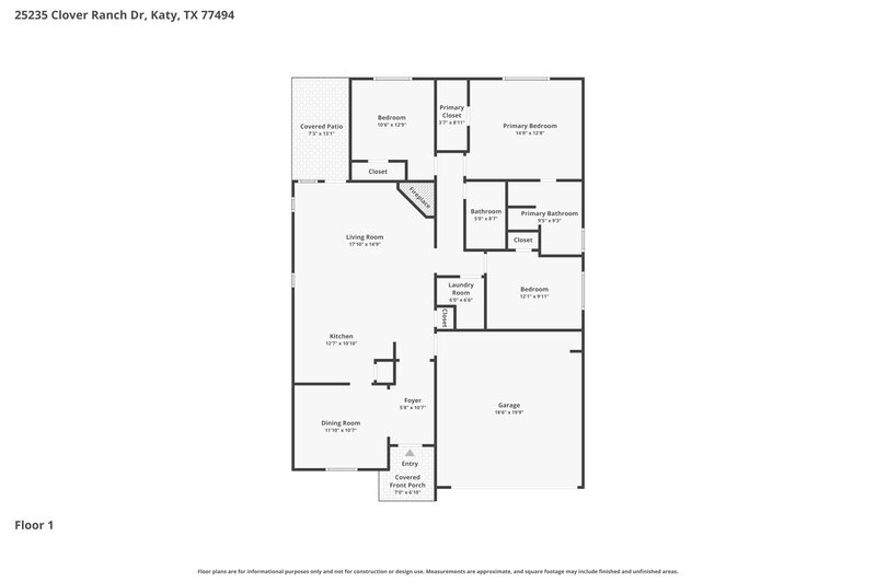 2,075/Mo, 25235 Clover Ranch Dr Katy, TX 77494 Floor Plan View