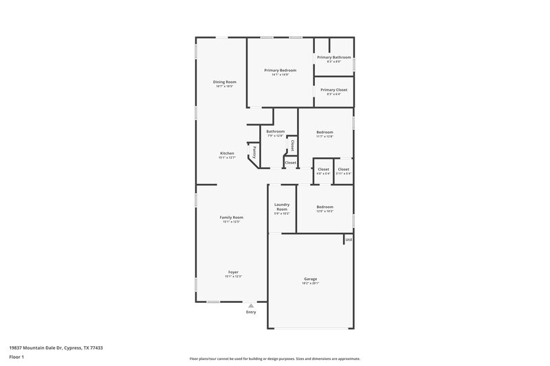 2,110/Mo, 19837 Mountain Dale Dr Cypress, TX 77433 Floor Plan View