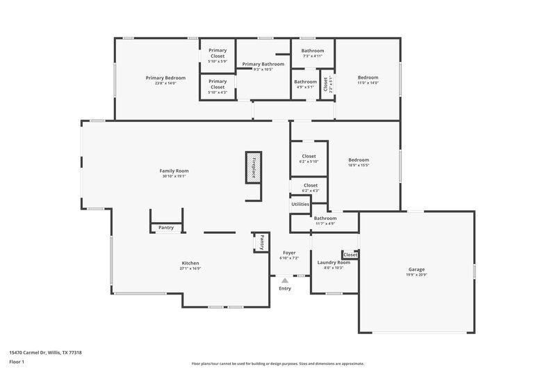 1,670/Mo, 15470 Carmel Dr Willis, TX 77318 Floor Plan View