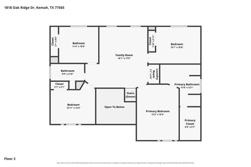 2,145/Mo, 1818 Oak Ridge Dr Kemah, TX 77565 Floor Plan View