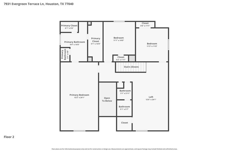 2,165/Mo, 7931 Evergreen Terrace Ln Houston, TX 77040 Floor Plan View 2