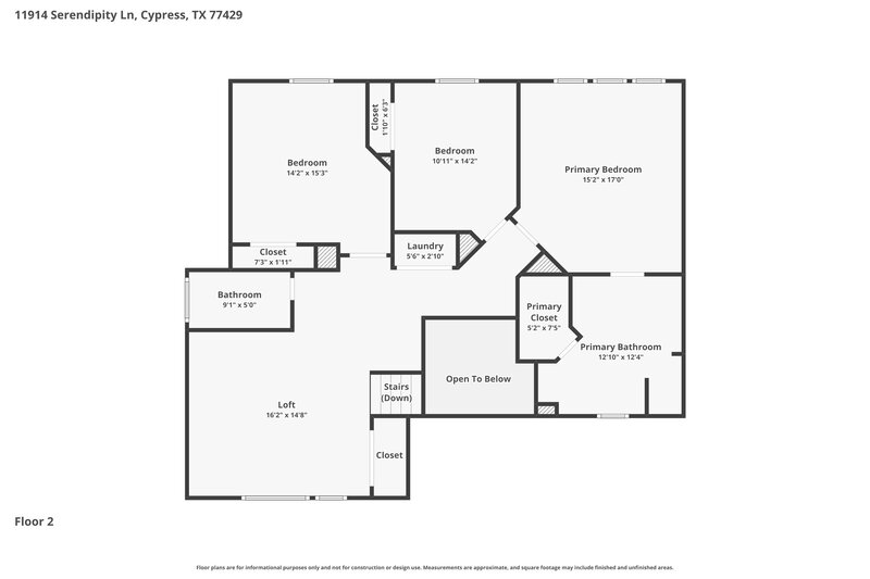 2,350/Mo, 11914 Serendipity Ln Cypress, TX 77429 Floor Plan View 2