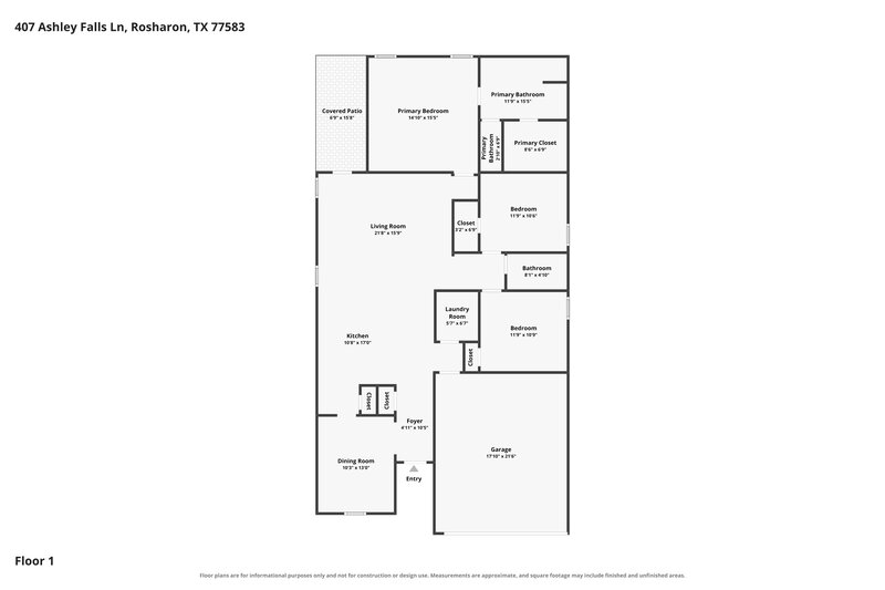 1,885/Mo, 407 Ashley Falls Ln Rosharon, TX 77583 Floorplan View