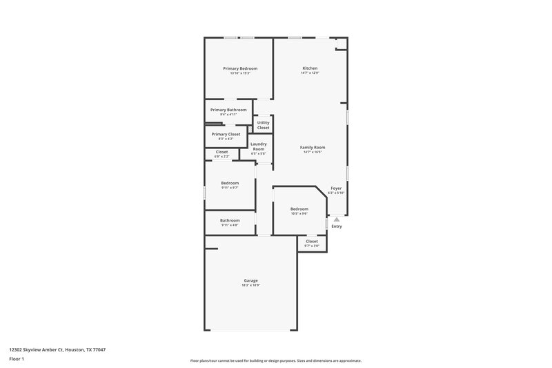 1,805/Mo, 12302 Skyview Amber Ct Houston, TX 77047 Floor Plan View