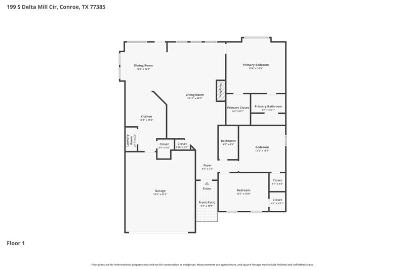 1,875/Mo, 199 S Delta Mill Cir The Woodlands, TX 77385 Floor Plan View