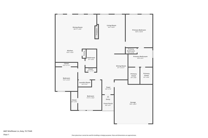 1,845/Mo, 6607 Mistflower Ln Katy, TX 77449 Floor Plan View