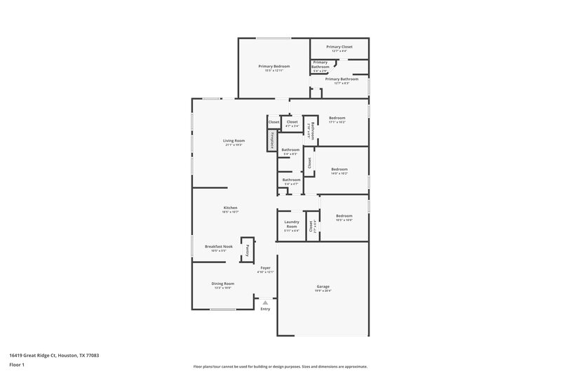 1,875/Mo, 16419 Great Ridge Ct Houston, TX 77083 Floor Plan View