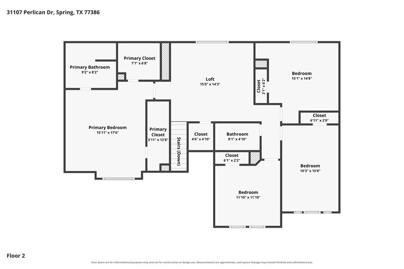2,250/Mo, 31107 Perlican Dr Spring, TX 77386 Floor Plan View 2