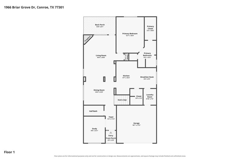 2,075/Mo, 1966 Briar Grove Dr Conroe, TX 77301 Floorplan View