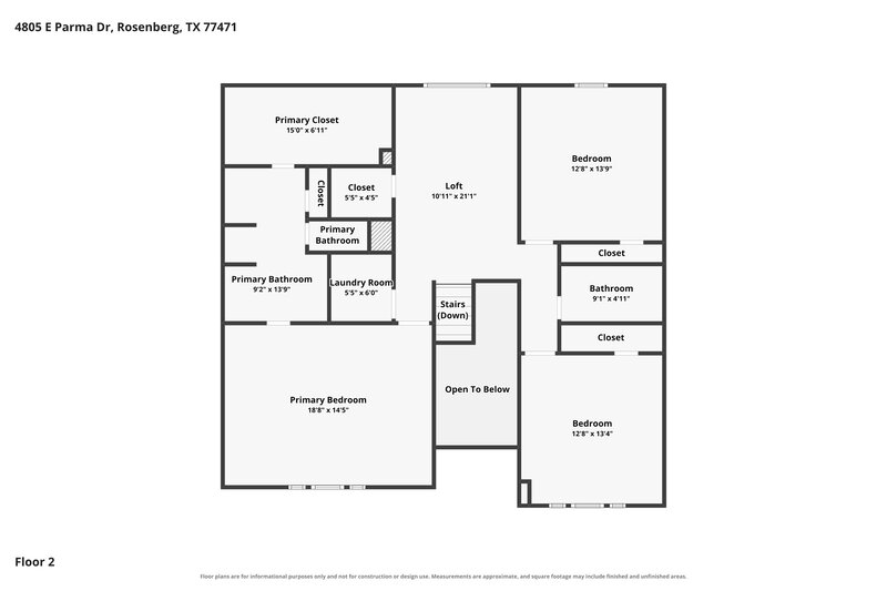1,950/Mo, 4805 E Parma Dr Rosenberg, TX 77471 Floor Plan View 2