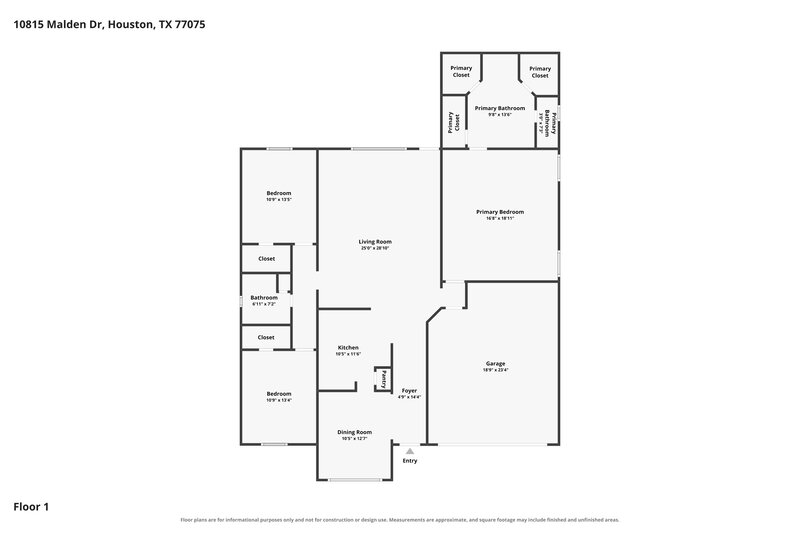 2,020/Mo, 10815 Malden Dr Houston, TX 77075 Floor Plan View