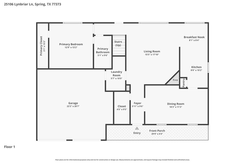1,780/Mo, 25106 Lynbriar Ln Spring, TX 77373 Floorplan View