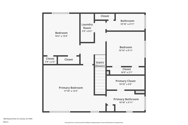 1,580/Mo, 1403 Natural Pine Trl Conroe, TX 77301 Floor Plan View 2