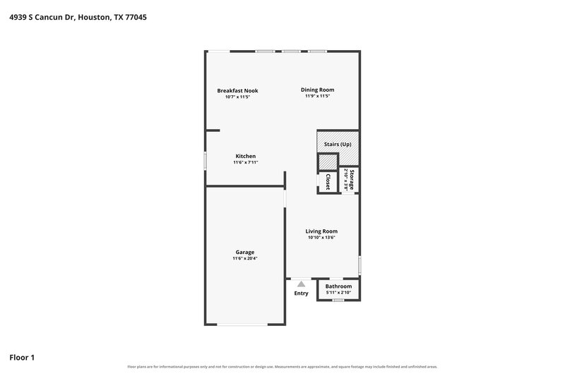 1,665/Mo, 4939 S Cancun Dr Houston, TX 77045 Floor Plan View
