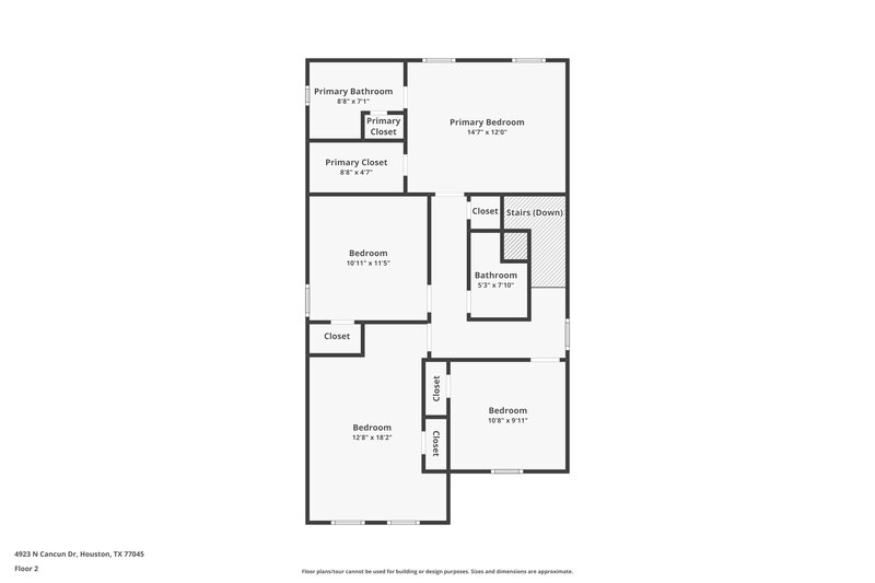 1,600/Mo, 4923 N Cancun Dr Houston, TX 77045 Floor Plan View 2
