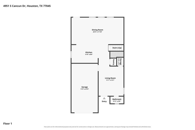1,640/Mo, 4951 S Cancun Dr Houston, TX 77045 Floor Plan View