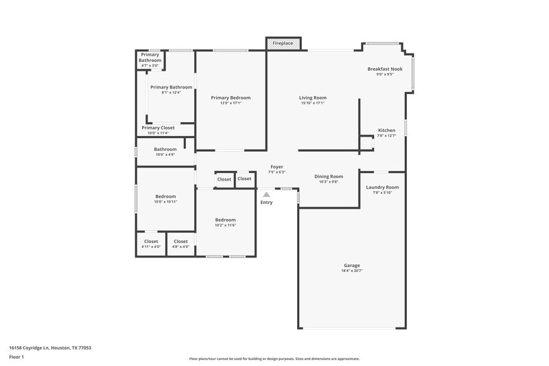 1,570/Mo, 16158 Coyridge Ln Houston, TX 77053 Floor Plan View