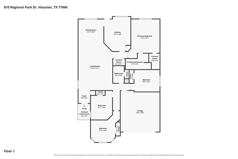 1,730/Mo, 810 Regional Park Dr Houston, TX 77060 Floor Plan View