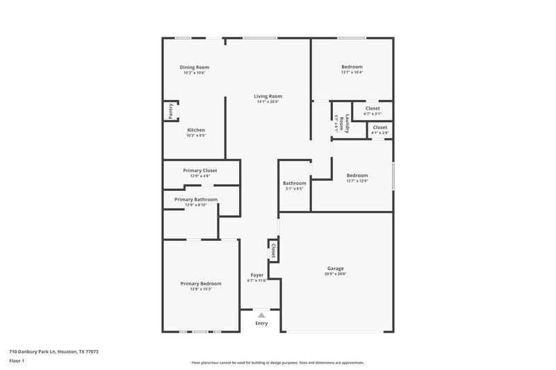 1,765/Mo, 710 Danbury Park Ln Houston, TX 77073 Floor Plan View
