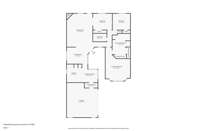 1,560/Mo, 15626 Barbarossa Dr Houston, TX 77083 Floor Plan View