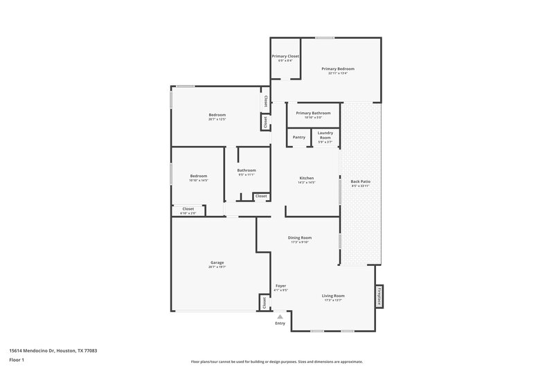 1,645/Mo, 15614 Mendocino Dr Houston, TX 77083 Floor Plan View