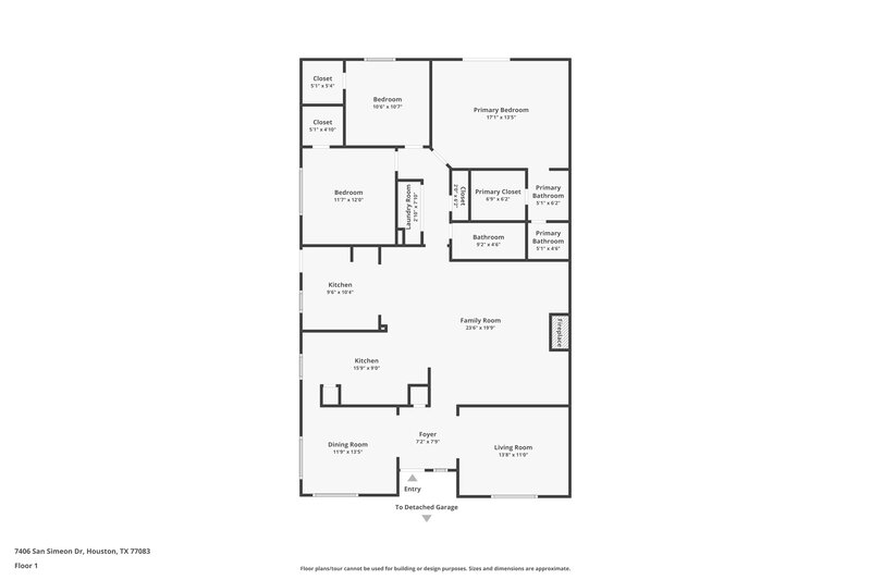 1,570/Mo, 7406 San Simeon Dr Houston, TX 77083 Floor Plan View 2