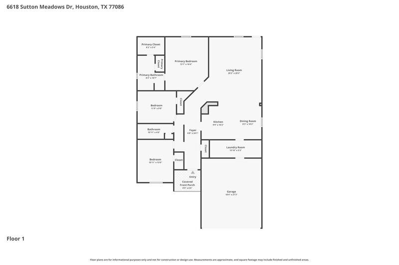 1,795/Mo, 6618 Sutton Meadows Dr Houston, TX 77086 Floor Plan View