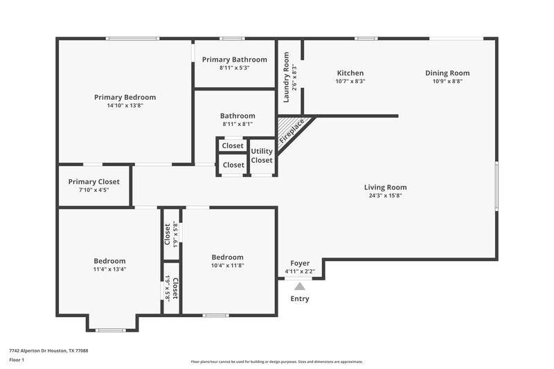 1,670/Mo, 7742 Alperton Dr Houston, TX 77088 Floor Plan View