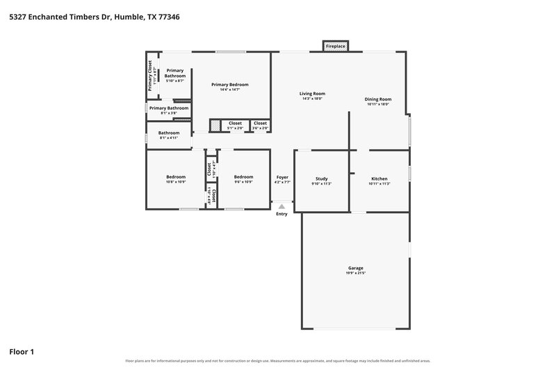 1,795/Mo, 5327 Enchanted Timbers Dr Humble, TX 77346 Floor Plan View