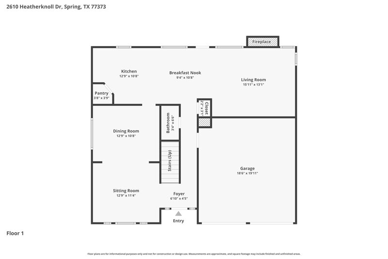 1,900/Mo, 2610 Heatherknoll Dr Spring, TX 77373 Floor Plan View 2