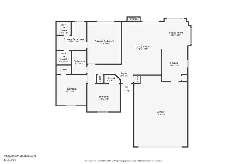 1,765/Mo, 4102 Adonis Dr Spring, TX 77373 Floor Plan View