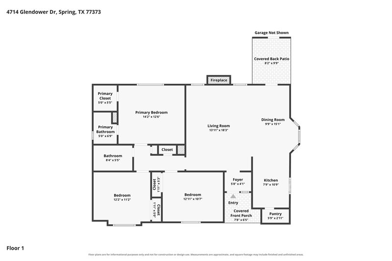 1,545/Mo, 4714 Glendower Dr Spring, TX 77373 Floor Plan View