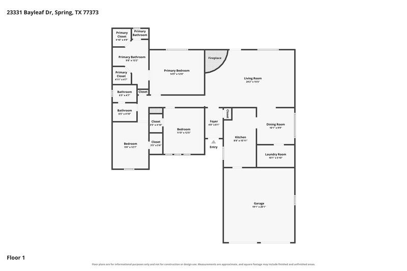 1,695/Mo, 23331 Bayleaf Dr Spring, TX 77373 Floor Plan View