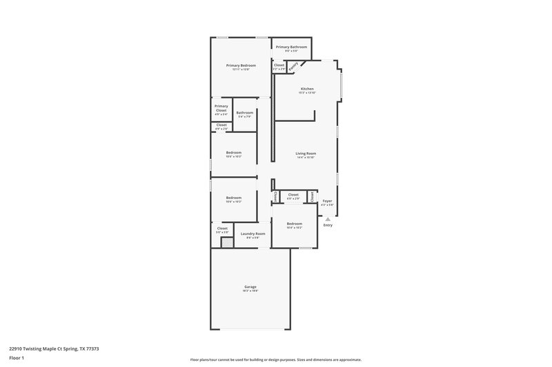 1,780/Mo, 22910 Twisting Maple Ct Spring, TX 77373 Floor Plan View