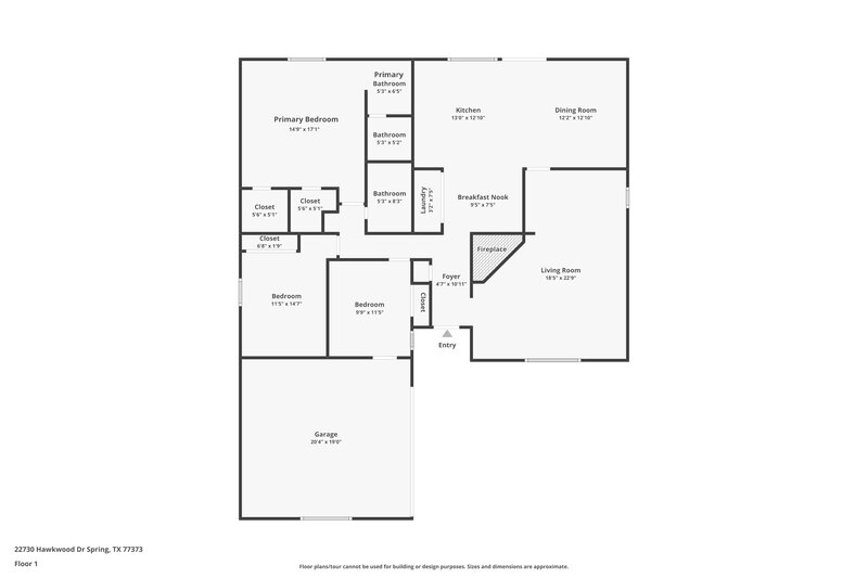 1,595/Mo, 22730 Hawkwood Dr Spring, TX 77373 Floorplan View