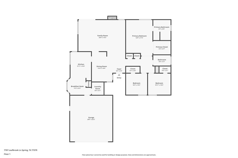 1,945/Mo, 7707 Leafbrook Lane Spring, TX 77379 Floor Plan View
