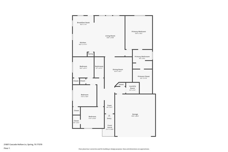 1,960/Mo, 21807 Cascade Hollow Ln Spring, TX 77379 Floor Plan View