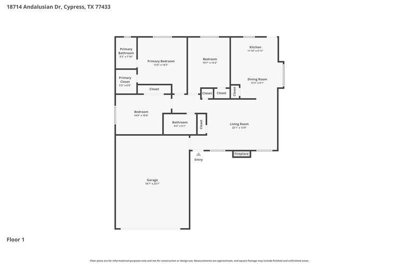 1,770/Mo, 18714 Andalusian Dr Cypress, TX 77433 Floor Plan View