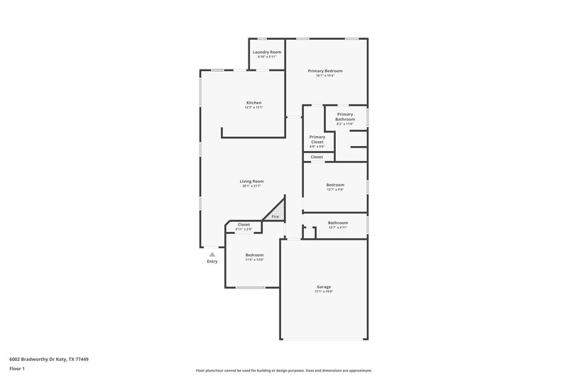 2,050/Mo, 6002 Bradworthy Dr Katy, TX 77449 Floor Plan View