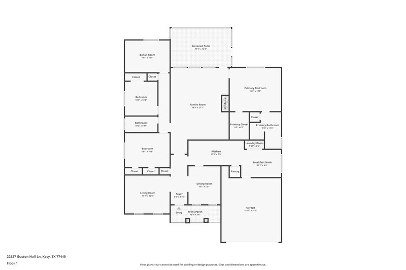 2,050/Mo, 22527 Guston Hall Ln Katy, TX 77449 Floorplan View