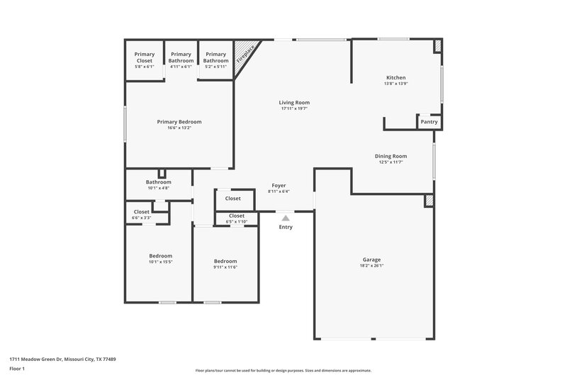1,675/Mo, 1711 Meadow Green Dr Missouri City, TX 77489 Floor Plan View