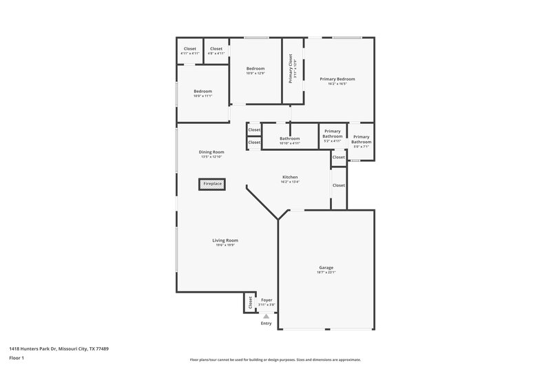 1,750/Mo, 1418 Hunters Park Dr Missouri City, TX 77489 Floor Plan View