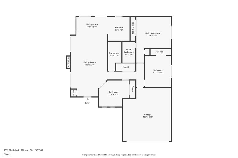 1,730/Mo, 7531 Glenbriar Pl Missouri City, TX 77489 Floor Plan View