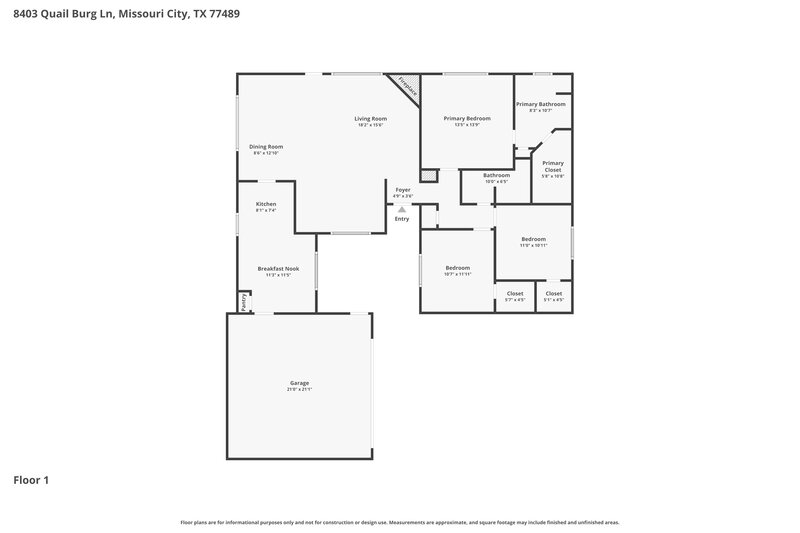 1,790/Mo, 8403 Quail Burg Ln Missouri City, TX 77489 Floor Plan View