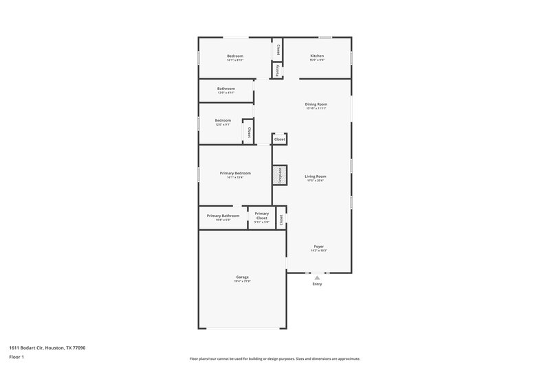 1,640/Mo, 1611 Bodart Circle Houston, TX 77090 Floor Plan View