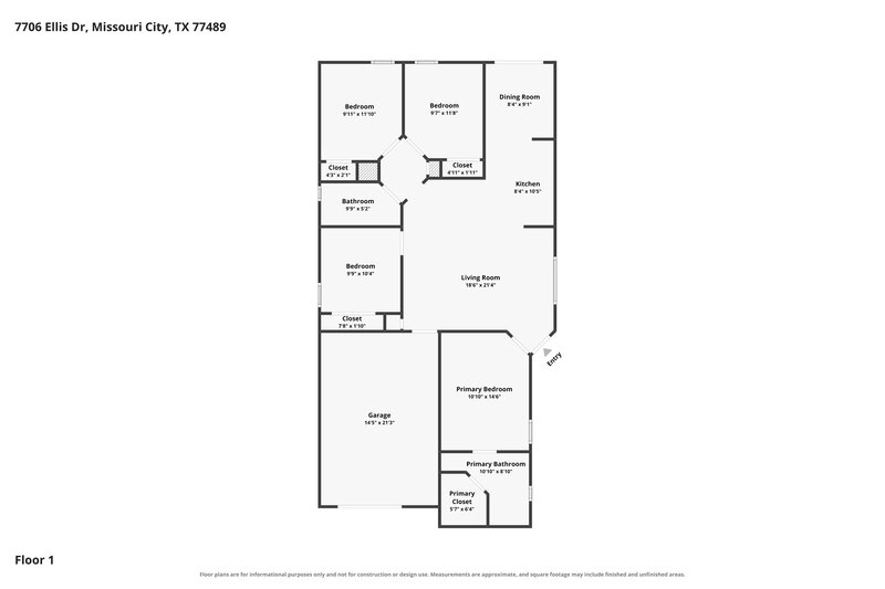 1,660/Mo, 7706 Ellis Dr Missouri City, TX 77489 Floor Plan View