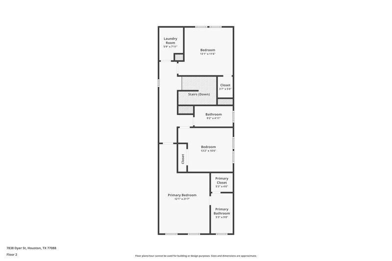 2,005/Mo, 7838 Dyer St Houston, TX 77088 Floor Plan View